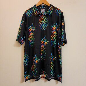 Super Tech Polo Shirt Men XL Pineapple Print Short Sleeve Performance Golf